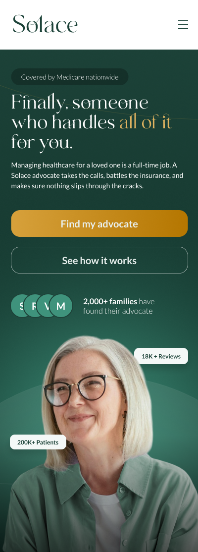 Solace — mobile layout