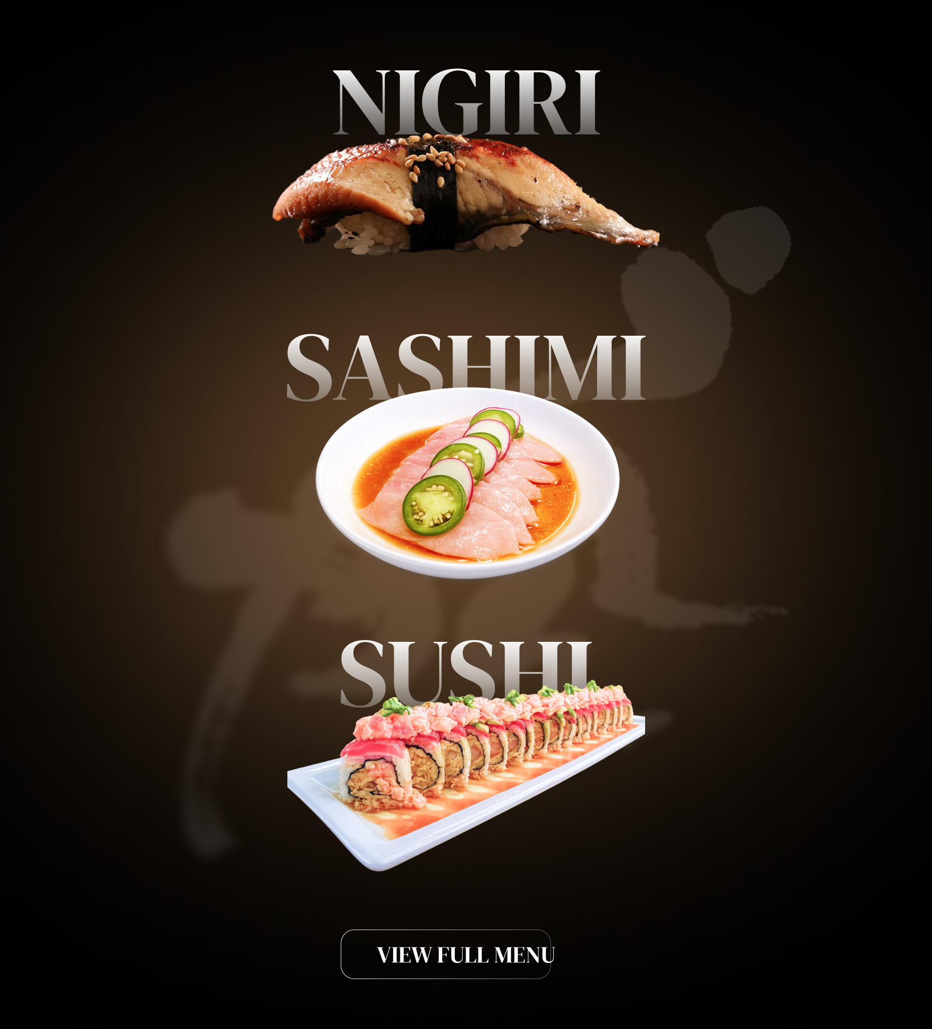 Sushi Enya website — menu preview